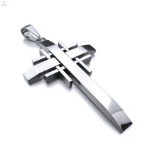 New Products Statement High Polish Silver Stainless Steel Cross Pendant Charm